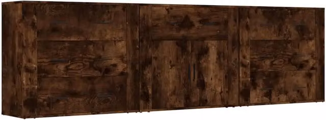 Credenze 3 pz | Madia | Buffet da pranzo | Armadio da pranzo Rovere Fumo in Legno Multistrato
