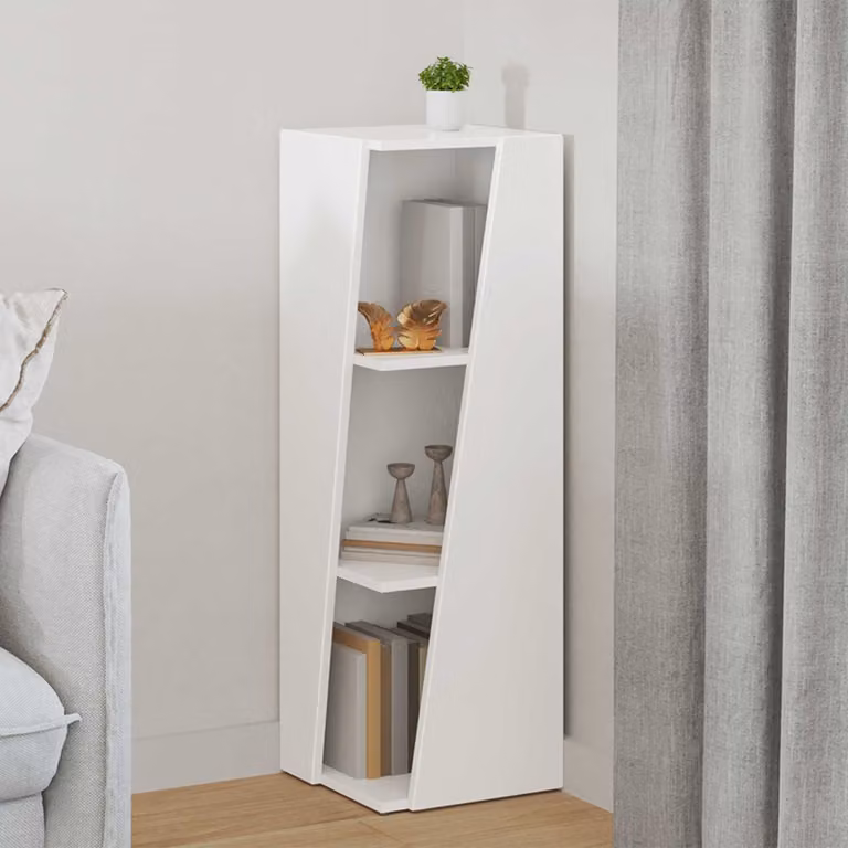 vidaXL Mensola laterale moderna in legno MDF bianco H 100,5 x L 33 x P 32 cm