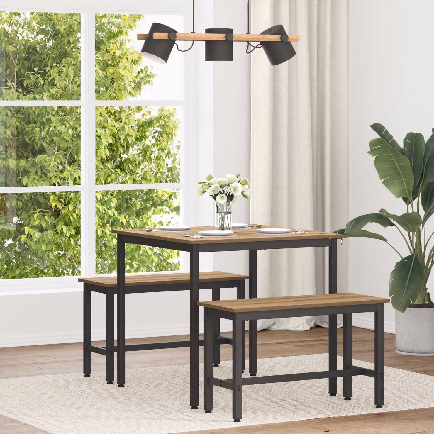 Tavolo da pranzo quadrato vidaXL in legno ingegnerizzato e metallo, L/P/H: 80 x 80 x 75 cm