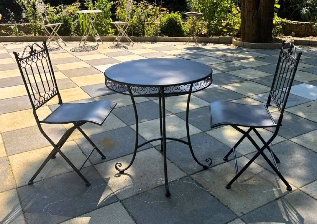 Casa Padrino Set di mobili da giardino in metallo in stile liberty nero - Mobili da giardino in stile barocco e liberty
