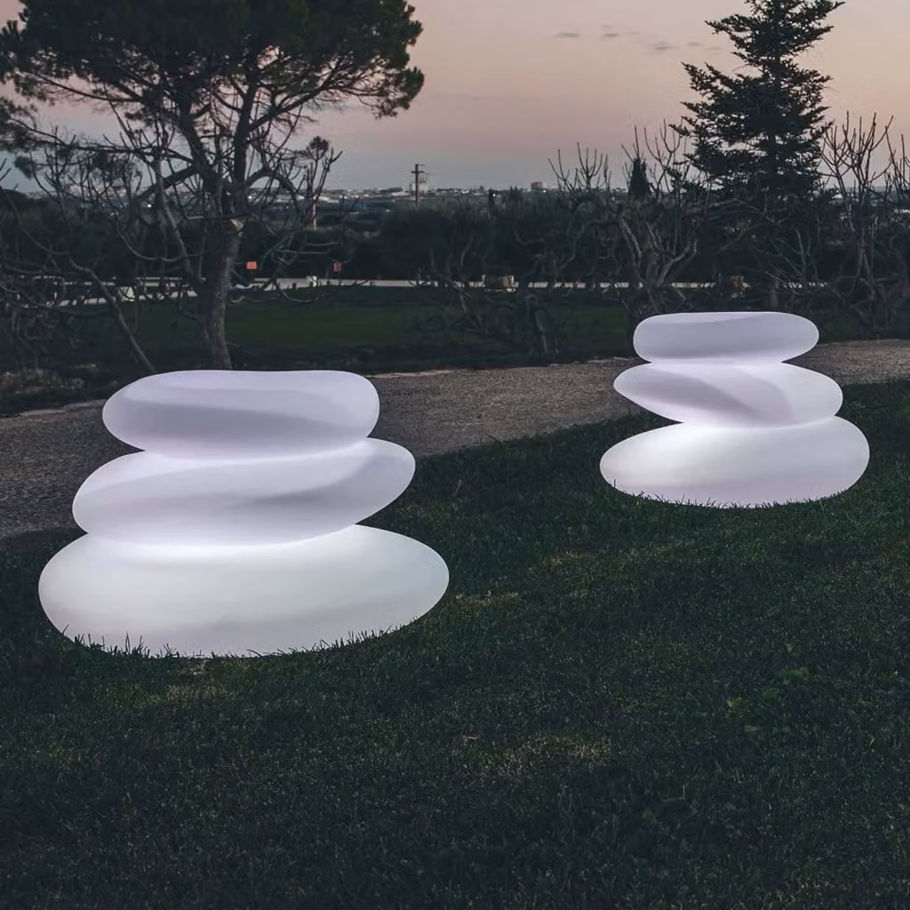 Lampada vaso luminoso Eden Pot Bright TEKCNOPLAST in resina bianca con luce LED per interno ed esterno H: 75 cm, L: 62 cm