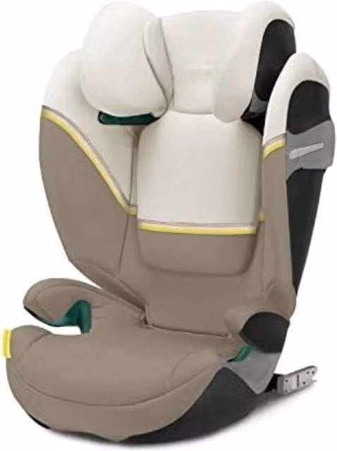 Seggiolino auto per bambini con schienale e portabicchieri, altezza regolabile, colore beige, omologazione UN R129 i-Size