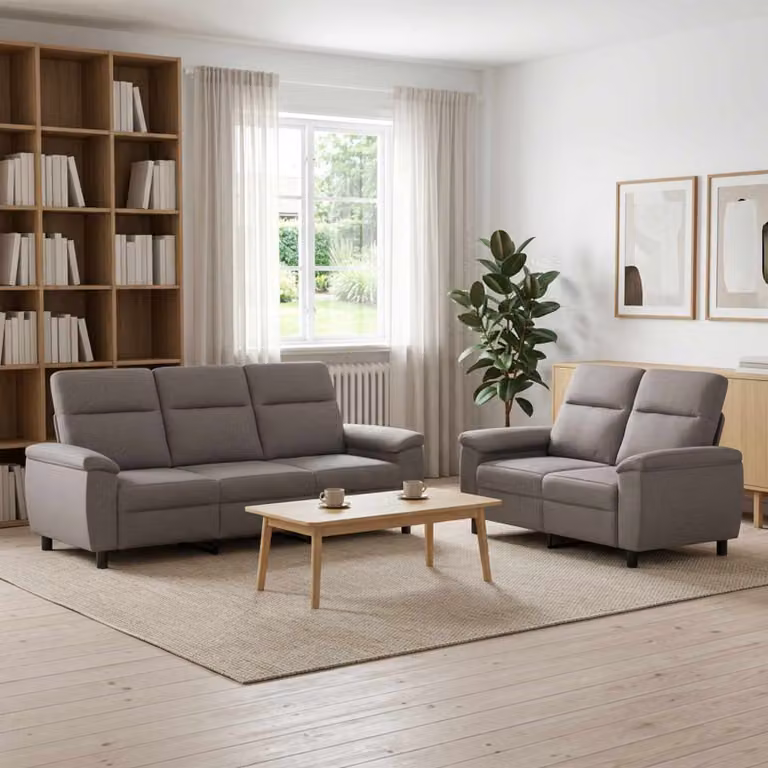 Set di 2 divani moderni vidaXL in tessuto color tortora con struttura in metallo per il tuo soggiorno