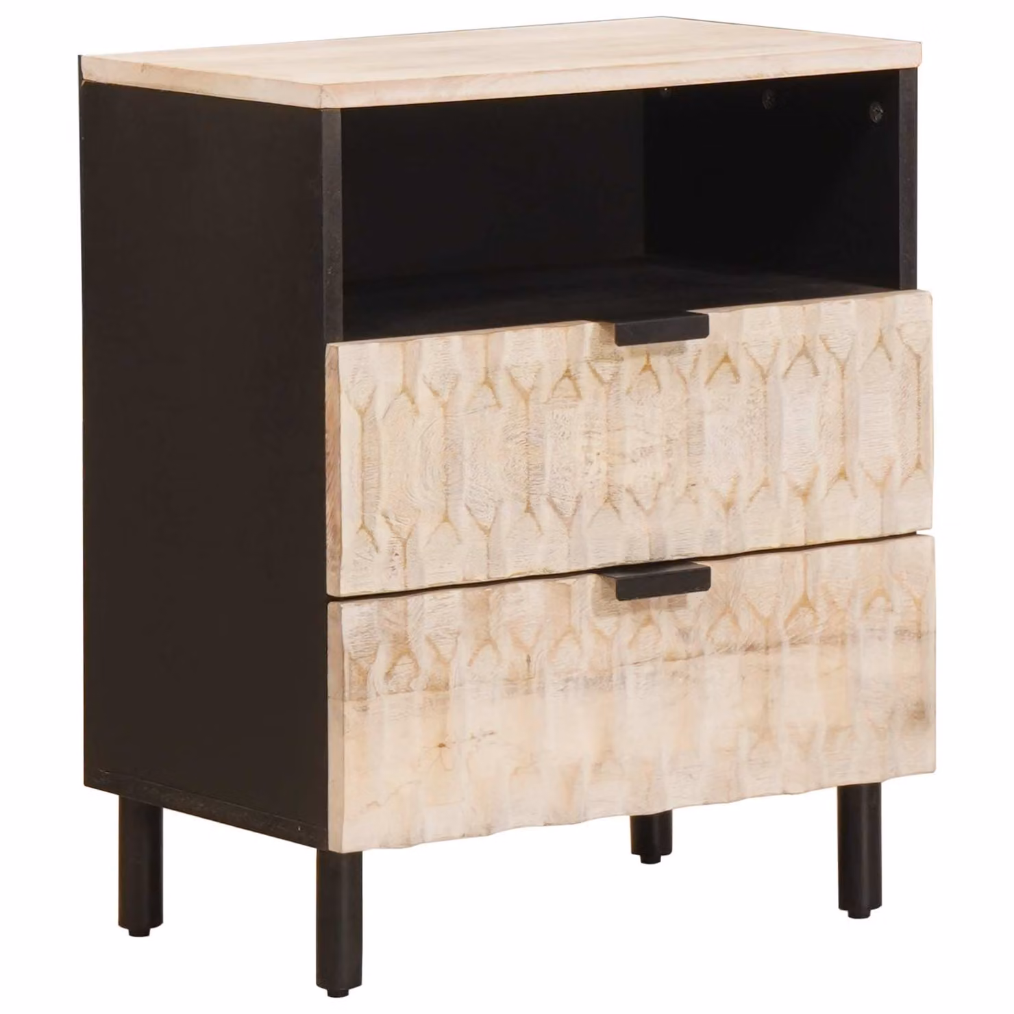 Armadio da notte vidaXL in legno di mango massello bianco L: 50 cm, P: 33 cm, H: 62 cm