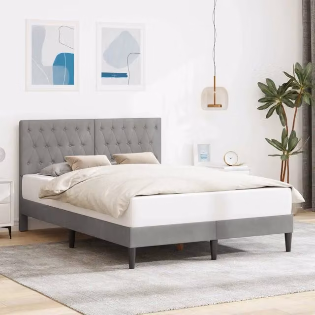 Struttura del letto-Giroletto Grigio Chiaro 160 x 200 cm Velluto 689646