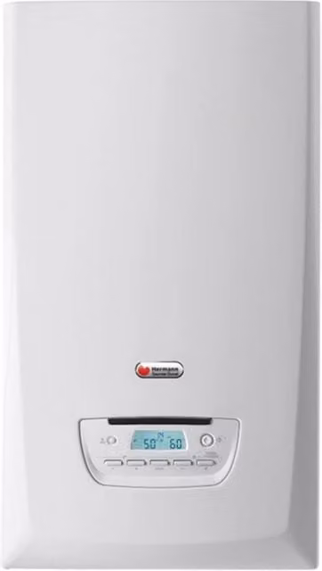 Caldaia a Condensazione Hermann Saunier Duval Thema Condens AP 26 a Metano con Kit Scarico Fumi in Colore Bianco e Acciaio Inox