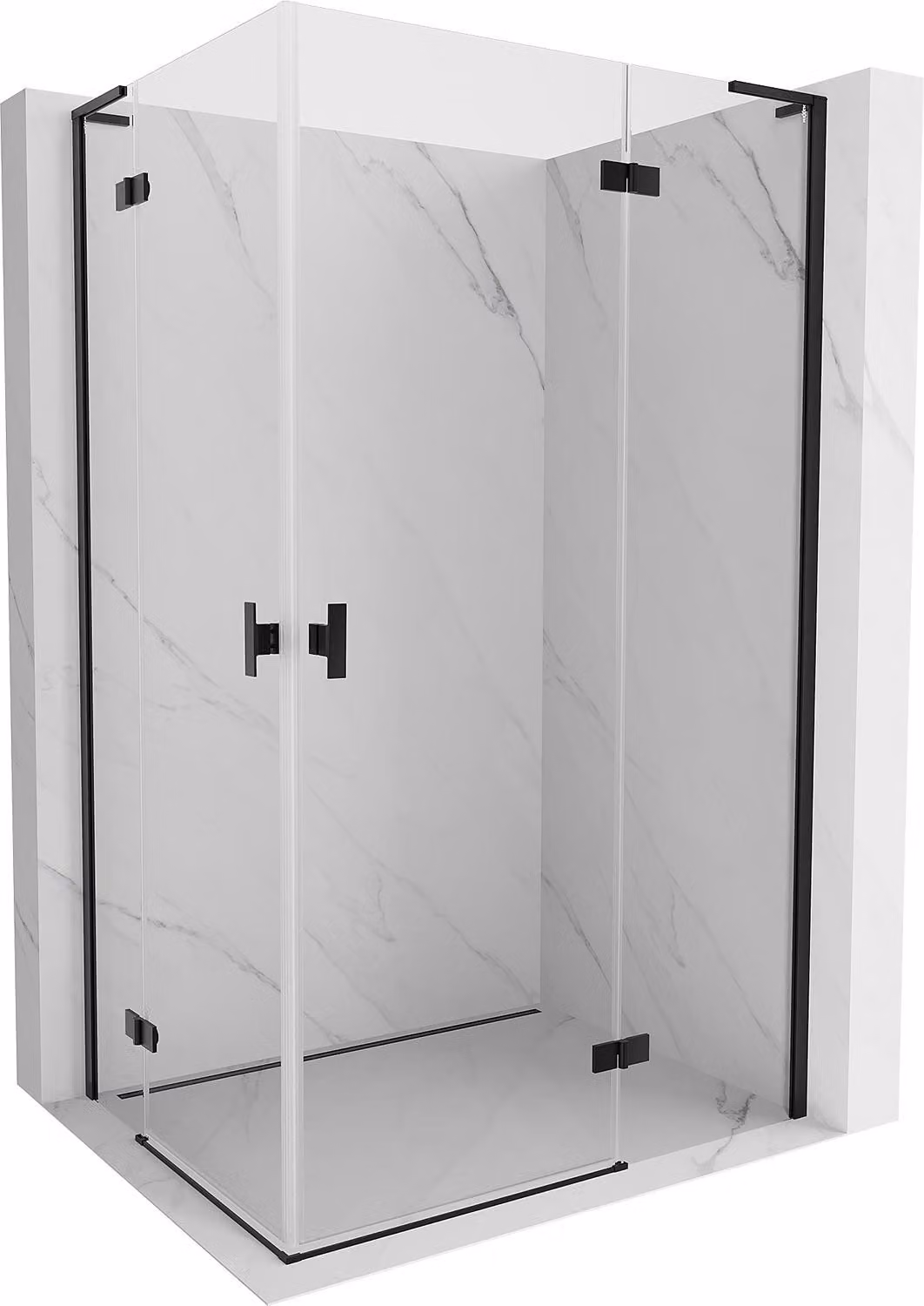 Mexen Mist-H L Duo cabina doccia battente destra 80 x 120 cm, trasparente, nero - 8A5L-080L-120P-70-00