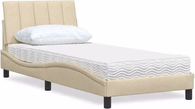 Letto con Materasso Hanko vidaXL in Tessuto Beige e Bianco L/P/H: 80 x 200 x 74,5 cm