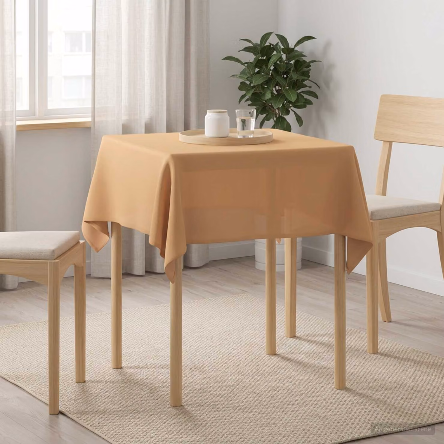 Tovaglia Quadrata vidaXL Beige in Poliestere Idrorepellente e Lavabile 90 x 90 cm