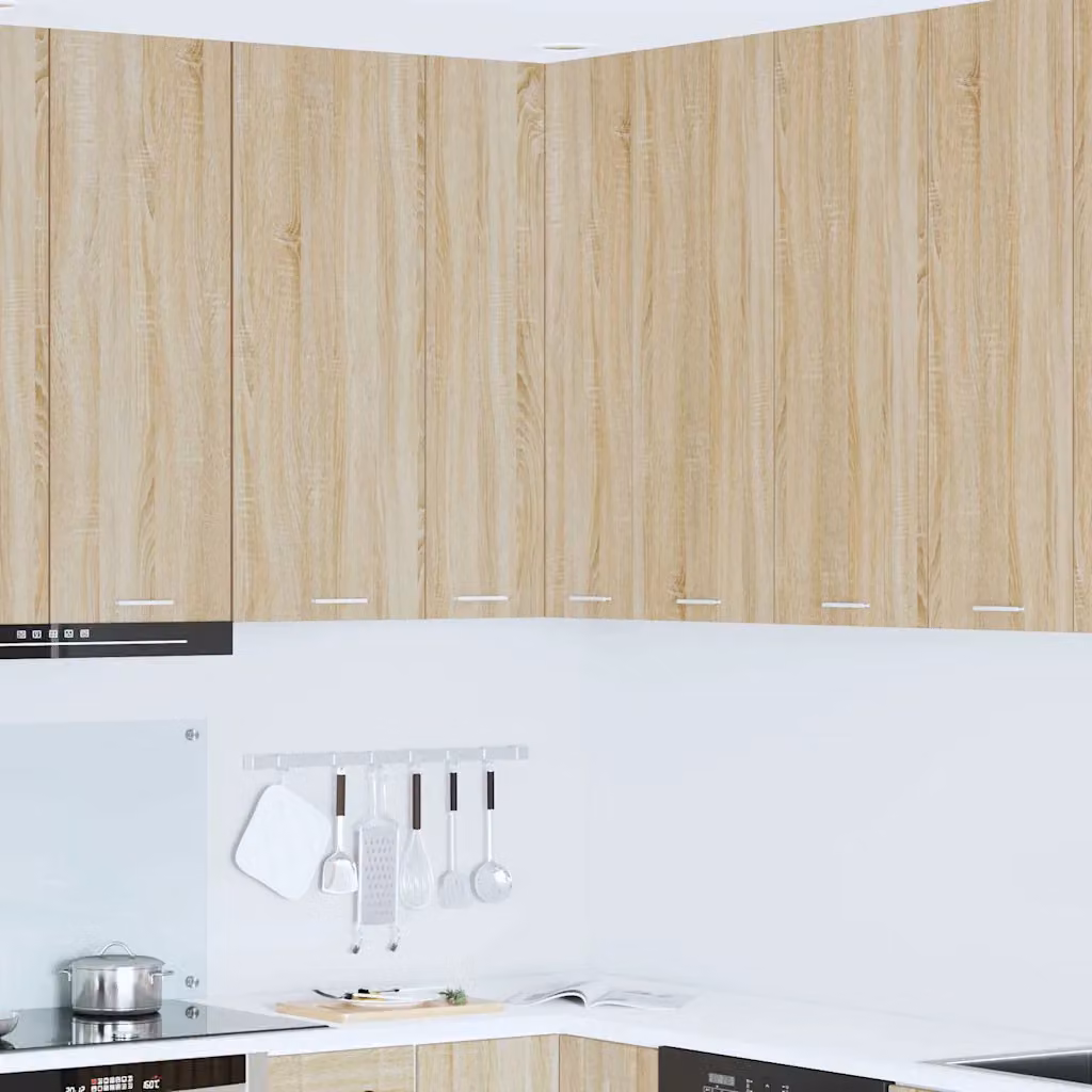 Armadio pensile da cucina vidaXL moderno con ante a battente, colore bianco e marrone, L/P/H: 57 x 57 x 100 cm