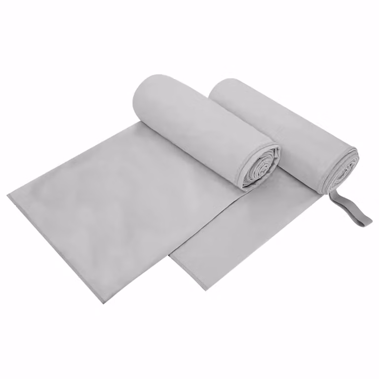 Set di 2 asciugamani sportivi vidaXL in microfibra e poliammide, colore grigio, L: 200 cm, P: 100 cm