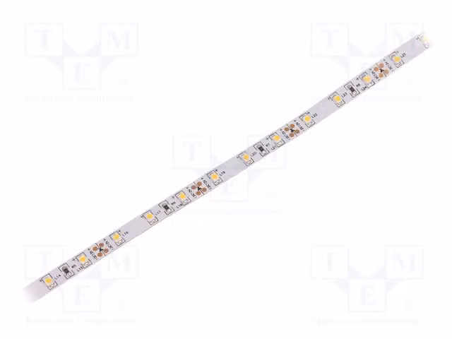 1 striscia LED, tipo B, 60 LED/metro, diametro 8 mm, 12V, grado di protezione IP20, luce bianca calda, tecnologia 3528, 4,8W/metro, modello HH-S60F008-3528-12, colore bianco