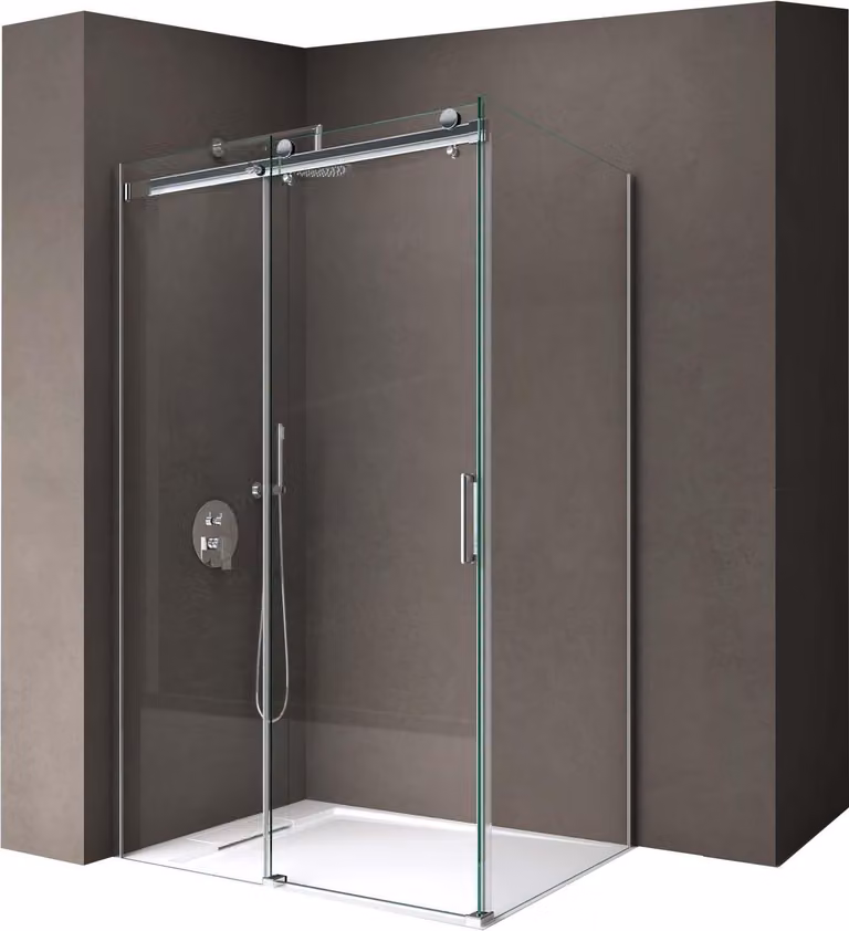 doporro Box Doccia 70x125x195 cm in Vetro Temperato Trasparente 8 mm Porta Scorrevole con Maniglie e Profili Cromati, Trattamento Anticalcare Easy Clean - Ravenna17K