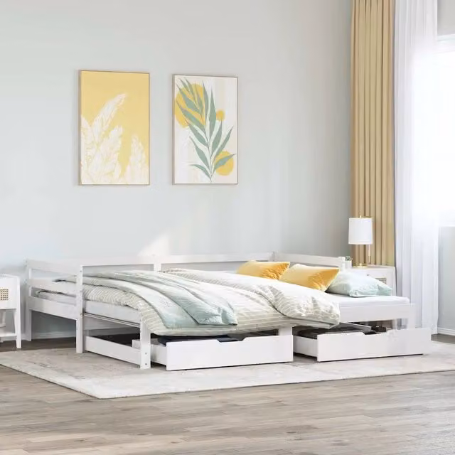 Letto estraibile con cassetti VIDAXL in legno di pino bianco per camera da letto o cameretta L/P/H: 203.5 x 80 x 87.5 cm