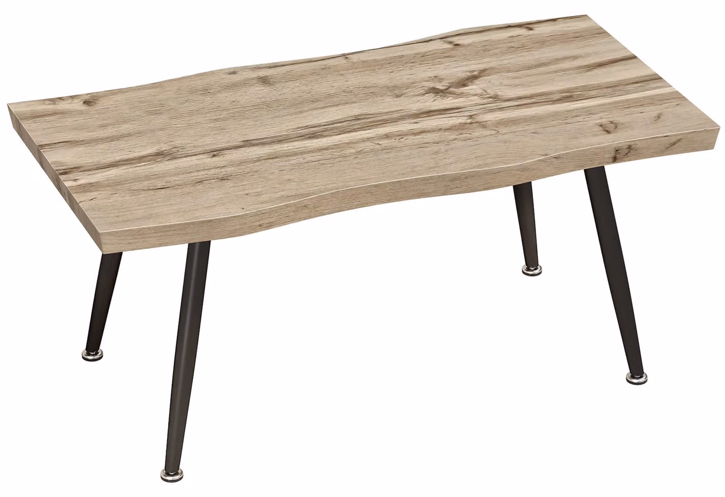 Tavolino con gambe in acciaio e piano di 4 cm | Colore: Noce+Nero | Dimensioni: 100x50x45 cm