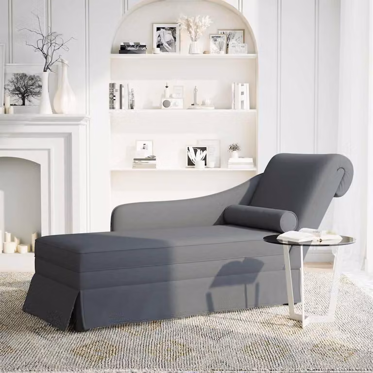 vidaXL Sdraio con Capezzale e Bracciolo Destro in Velluto Grigio Scuro