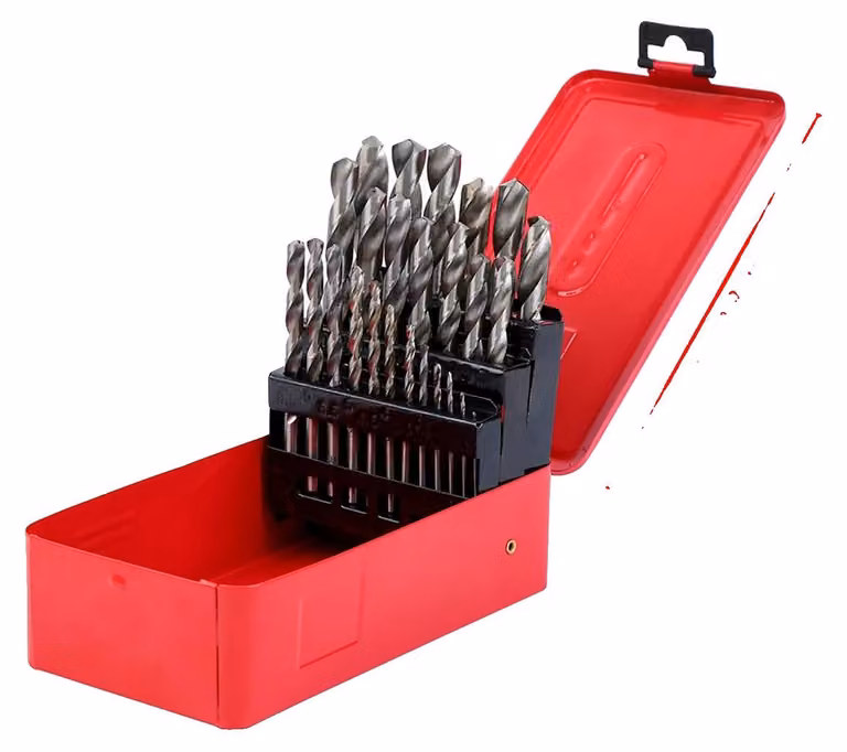 Set di punte da trapano a gradoni, materiale HSS, 25 pezzi, colore rosso