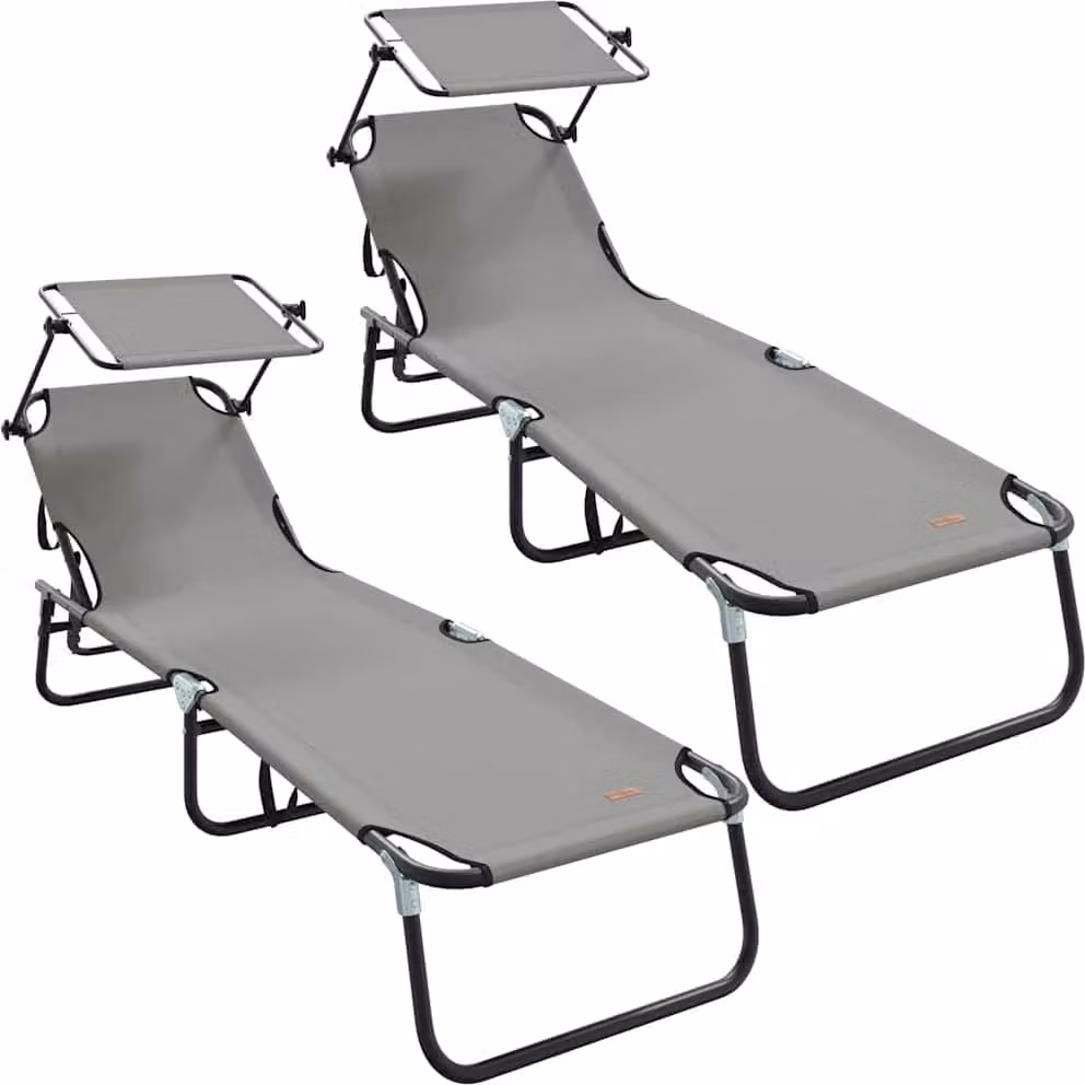 Lettino prendisole pieghevole 2 pcs Grigio 190 x 57 x 81 cm