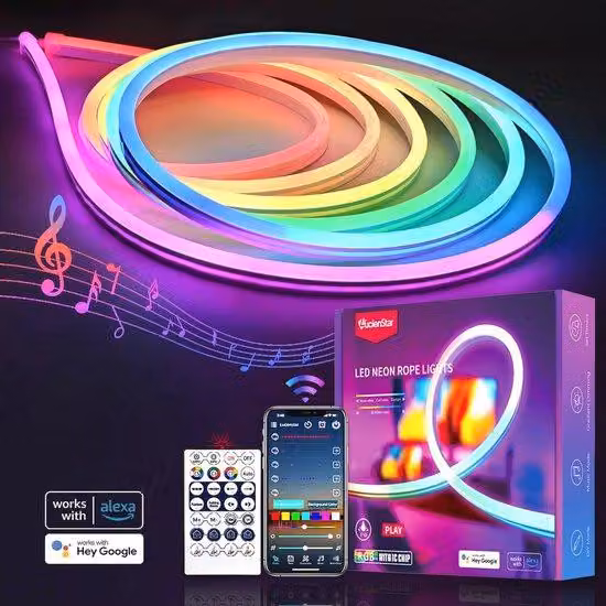 Striscia LED neon colorata 3M RGBIC con sincronizzazione musicale per decorazioni murali