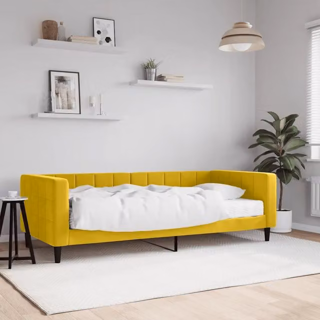 Divano Letto con Materasso Giallo 90x200 cm in Velluto 3196672