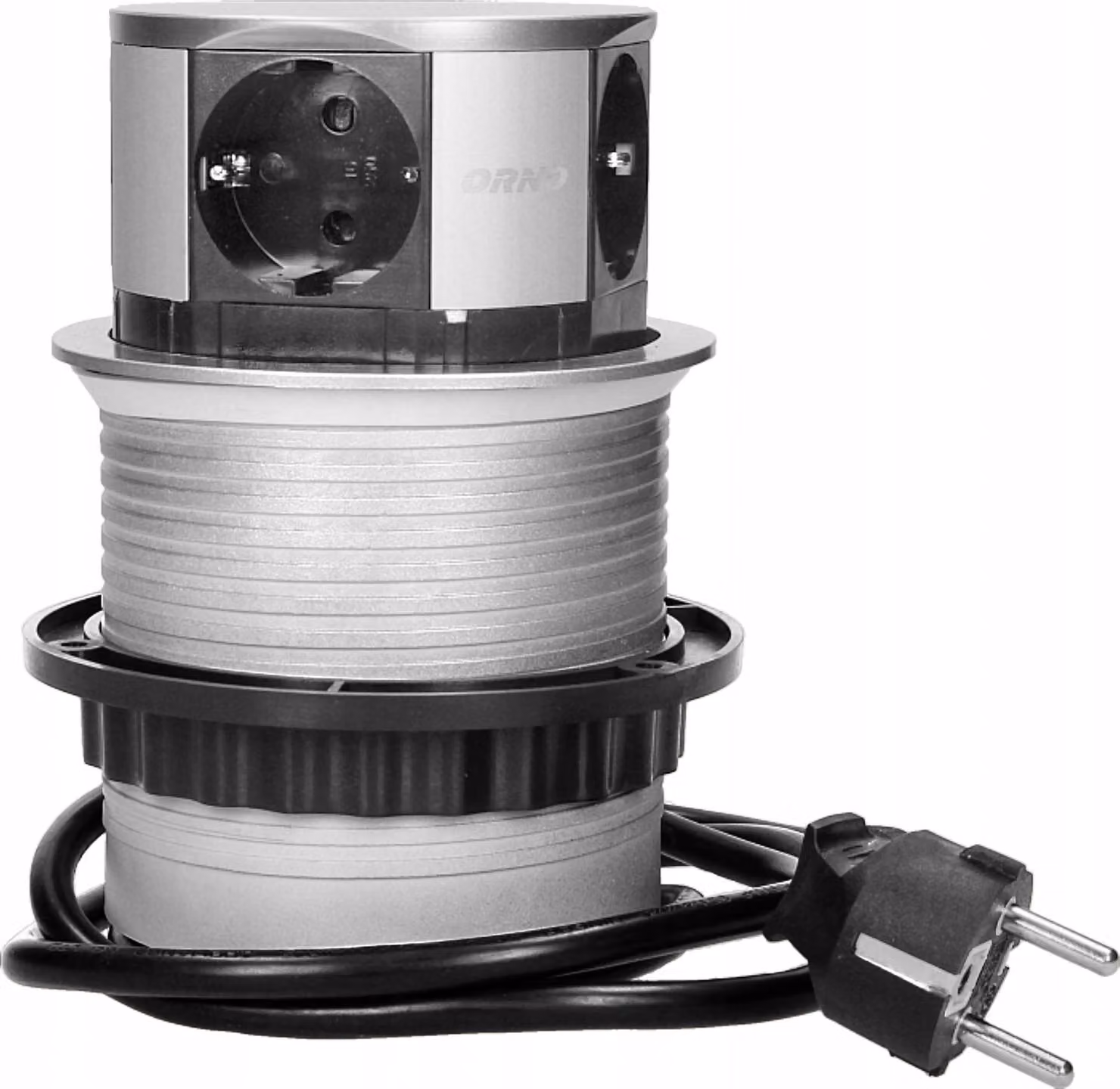 ORNO | Presa Da Mobile OR-AE-1341 - 1,5 m - Argento - Estraibile - 4 Prese Schuko
