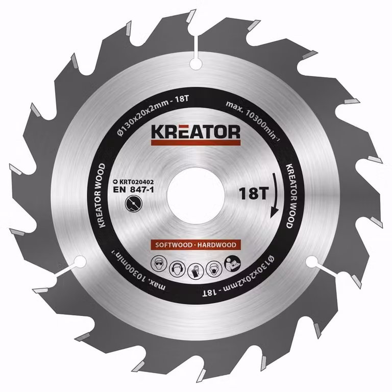 Lama circolare Ø 130 x 20 x 2 mm 18 denti Lama per legno + 4 anelli di riduzione