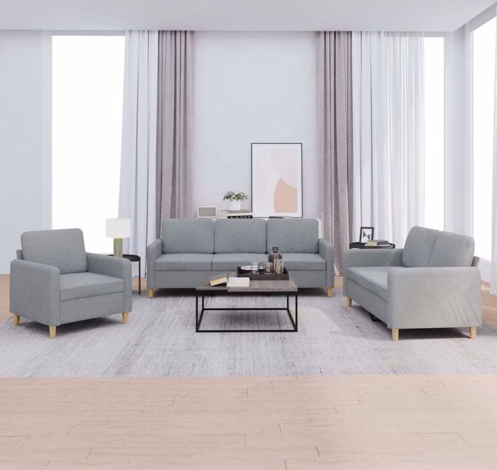 Maison Exclusive - Set divano 3 pezzi con cuscini in tessuto grigio chiaro