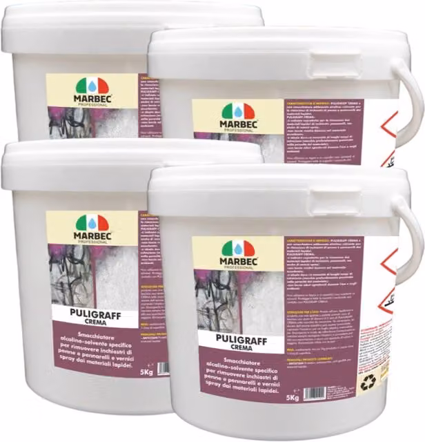 Smacchiatore Marbec PULIGRAFF per graffiti, inchiostri e pennarelli, 4 x 5 kg