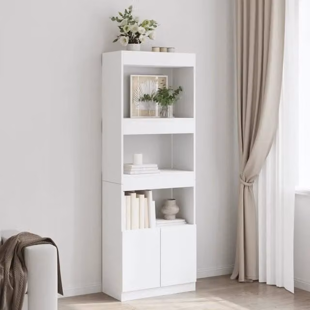 Mobile a muro vidaXL bianco con ante e ripiani interni L: 63 cm, P: 25 cm, H: 180 cm