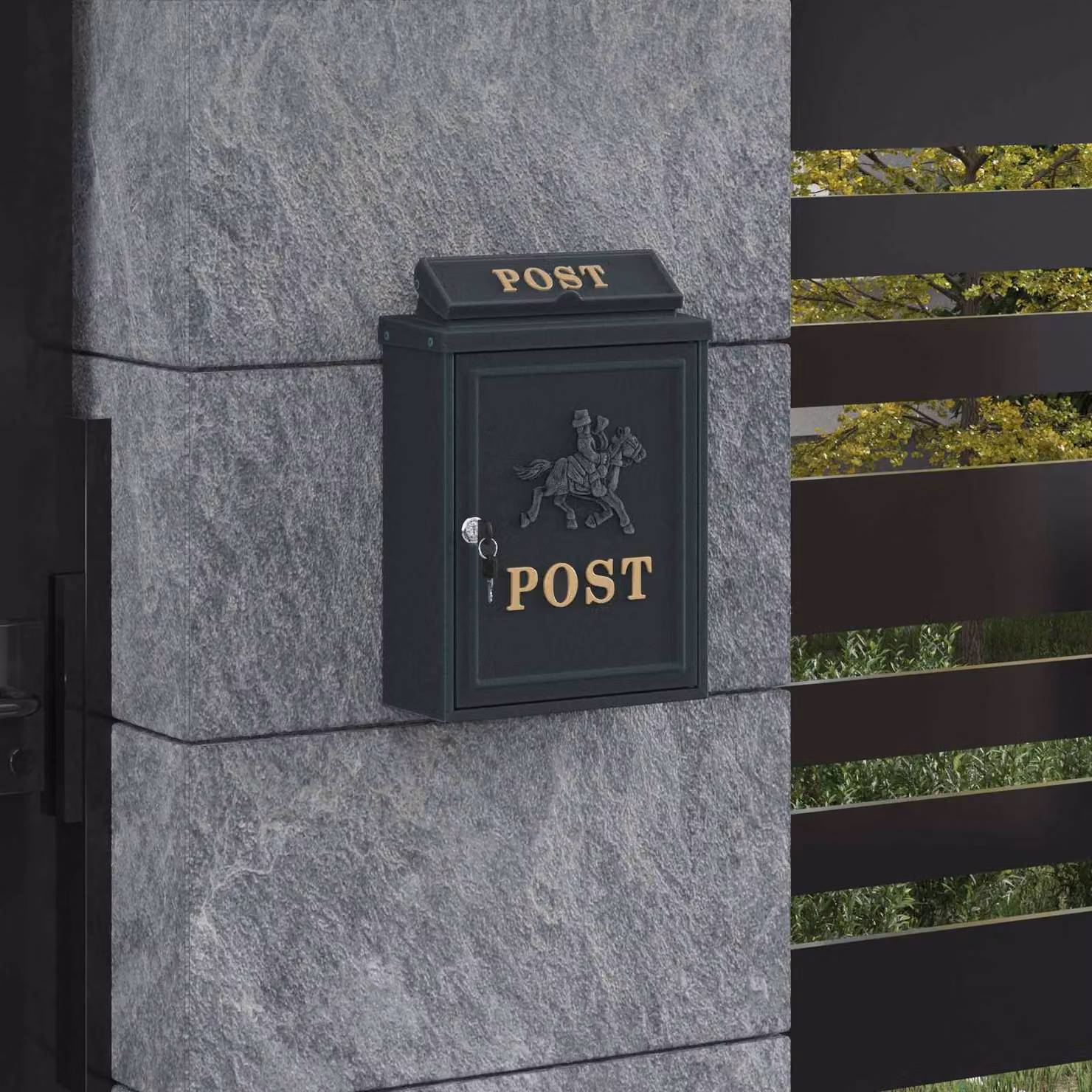 Cassetta Postale da Muro con Porta vidaXL Verde L 29 cm x P 13 cm x H 41 cm