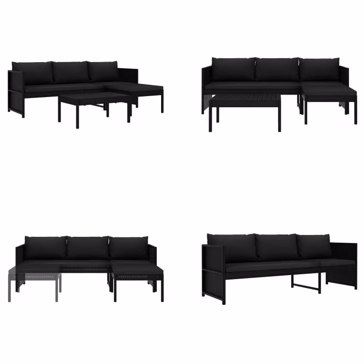 vidaXL set salotto da giardino 3 pezzi con cuscini in poly rattan nero - set salotto da giardino - set salotto da giardino - salotto da giardino - salotti da giardino