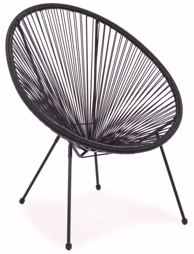 Poltrona da giardino moderna GIORDANOSHOP in metallo nero L: 72 cm, P: 78 cm, H: 89 cm – 2