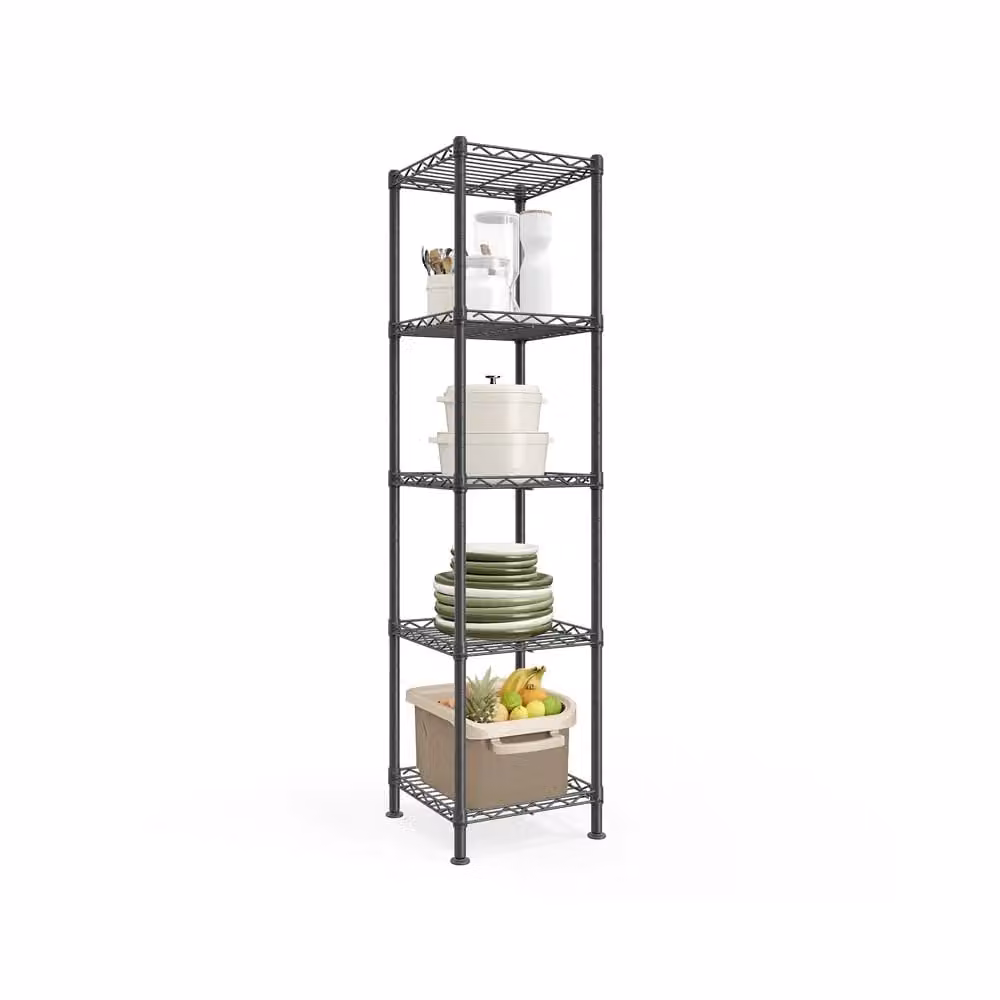 Scaffale stretto con ripiani regolabili per vari ambienti, 5 Livelli (30l x 121H cm)