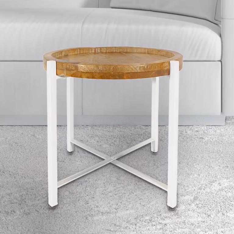 Tavolino Tavolino rotondo Tavolino ø46xH45cm Sioux metallo bianco puro