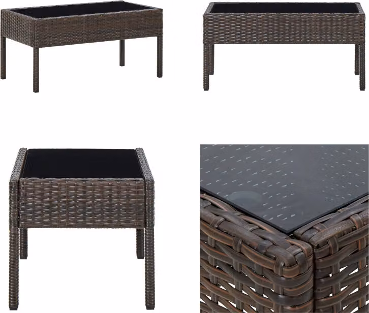 vidaXL Tavolo da giardino marrone 75x40x37 cm Poly Rattan - Tavolo da giardino - Tavoli da giardino - Tavolo - Tavoli