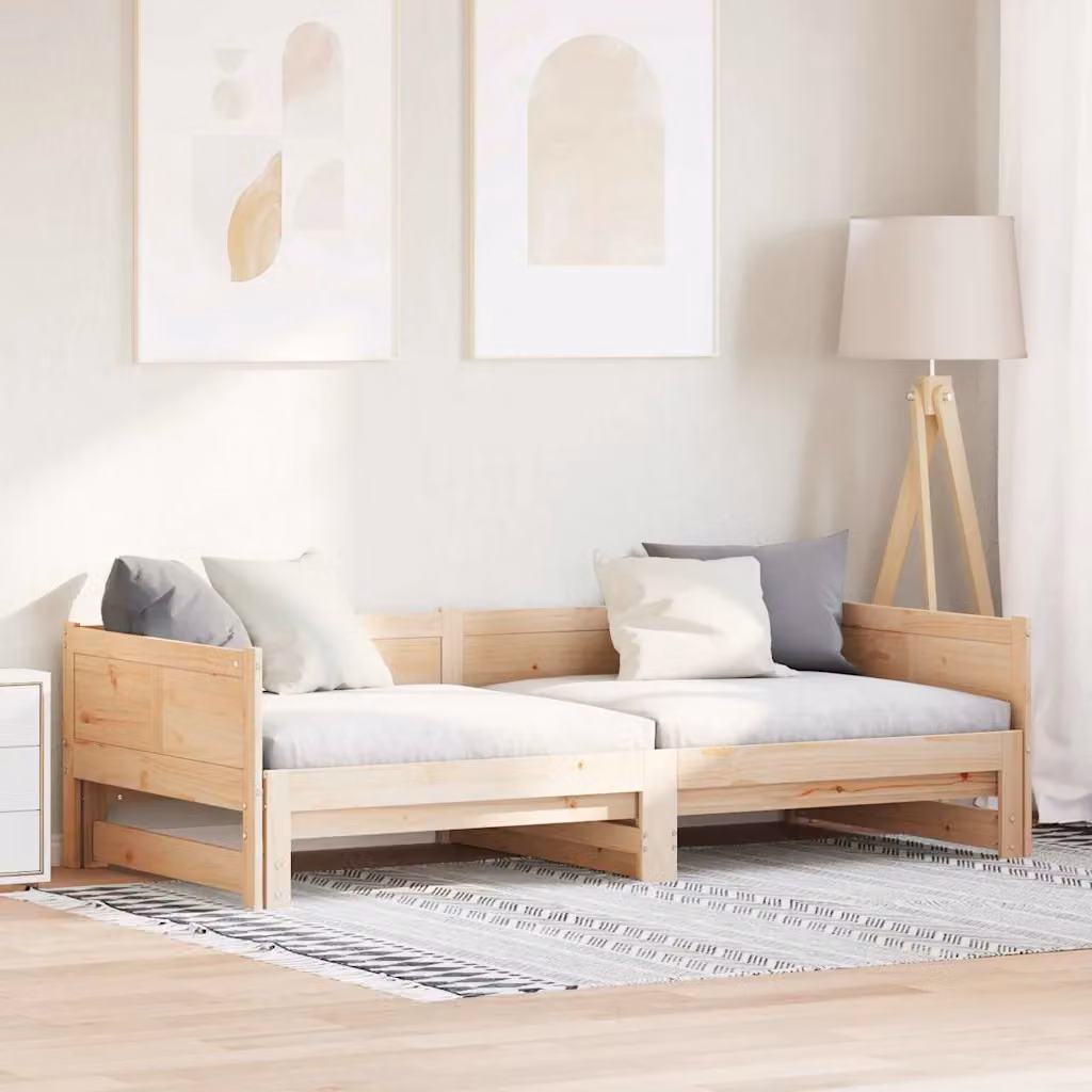 vidaXL Letto Giorno Estraibile in Legno di Pino Marrone L: 184 cm, P: 203,5 cm, H: 56,5 cm