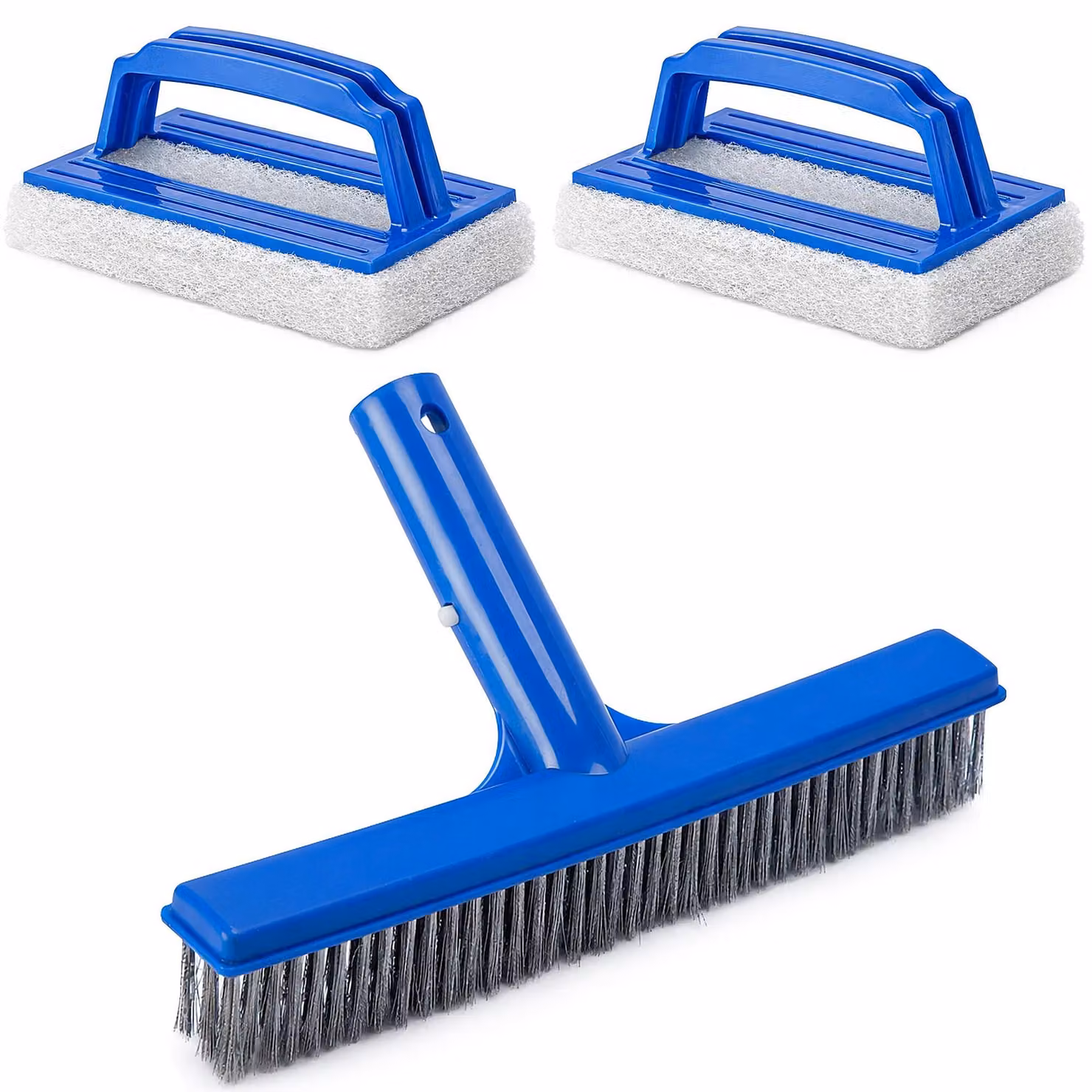 Set di pulizia per piscina in acciaio inossidabile e spugna, composto da 3 pezzi