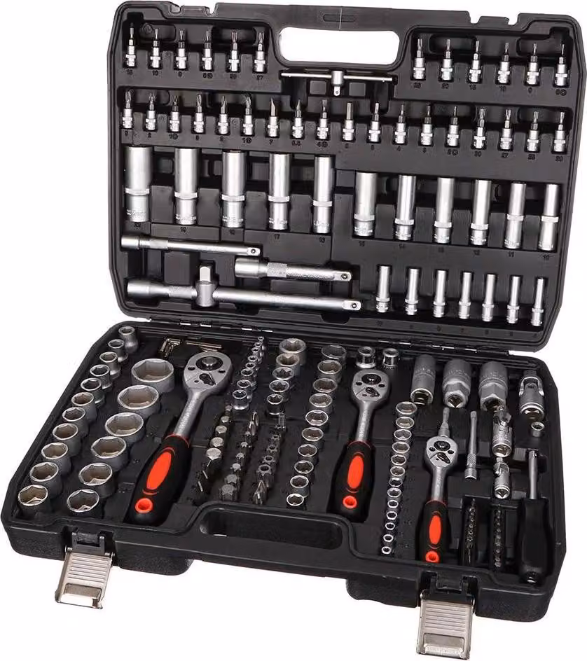 Kit di attrezzi per auto - Set da 172 pezzi con chiavi a bussola e cacciaviti - Attacco da 6,3/12,7 mm - Include chiavi a cricchetto, punte e chiavi - Adatto per lavori su metallo - Con custodia per il trasporto e la conservazione
