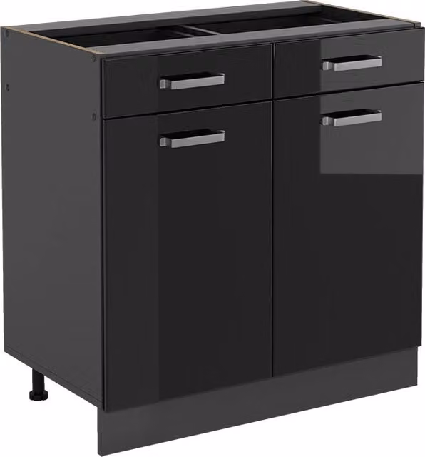 Mobiletto base per cucina Vicco R-Line Nero lucido/Antracite L: 80 cm, H: 76,7 cm, P: 46 cm – 1