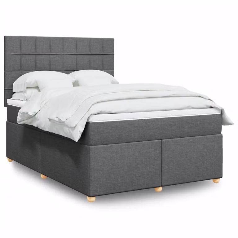 vidaXL Letto Ibrido Moderno con Materasso e Struttura Imbottita in Tessuto Grigio e Bianco L/P/H: 200 x 140 x 76,5 cm