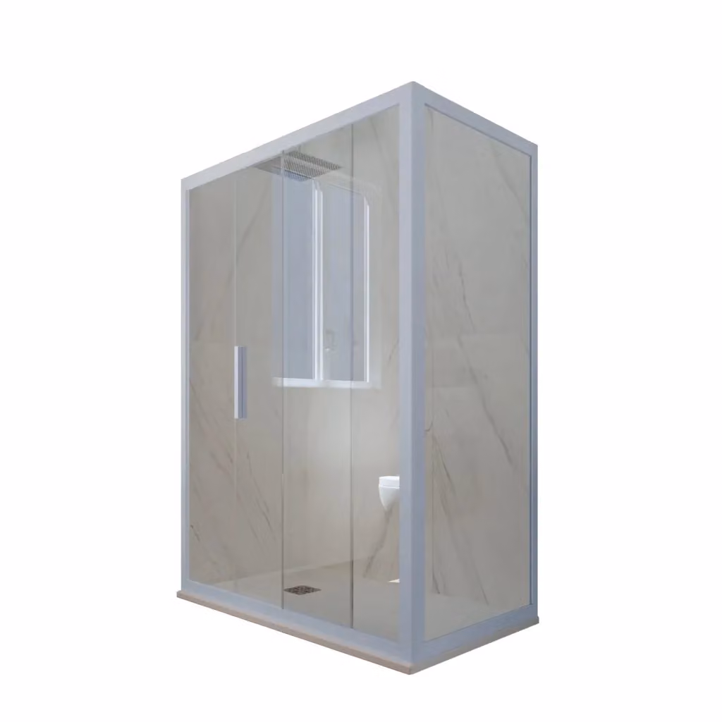 Box doccia scorrevole rettangolare FORTE mod. Deco Duo con vetro trasparente e profilo blu vintage, L 90 cm x P 170 cm x H 200 cm