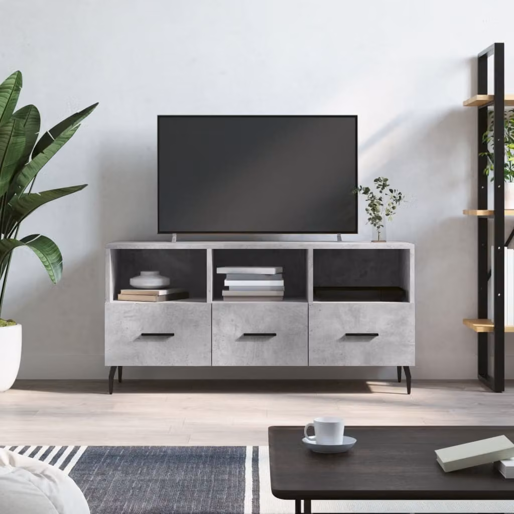 vidaXL Mobile Porta TV Moderno Grigio con Ruote in Legno e Metallo L 102 x P 36 x H 50 cm