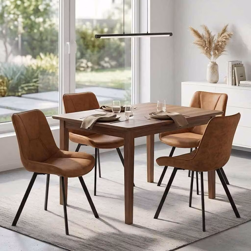 Sedia da pranzo AIORBER con braccioli, sedia imbottita con gambe in metallo, sedia da cucina ergonomica, rivestimento in velluto a coste, 85 cm, marrone
