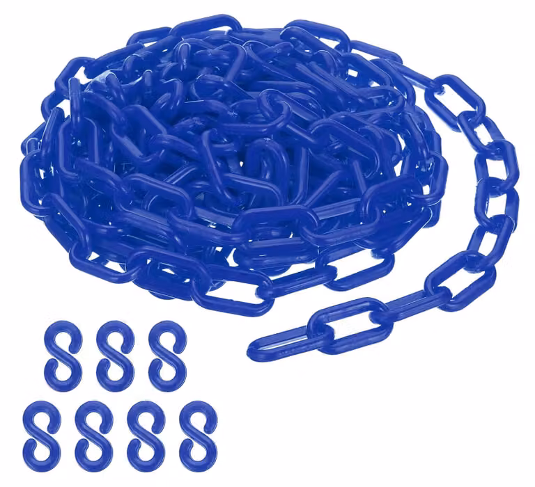 Catena in plastica, lunghezza 5 metri, dimensioni 35x20x6 cm, con 7 ganci, utilizzabile come barriera o per la gestione del flusso di persone