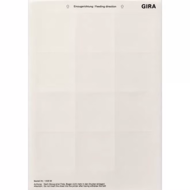 Gira 145800 Fogli per etichette 62,0x62,0 mm Accessori