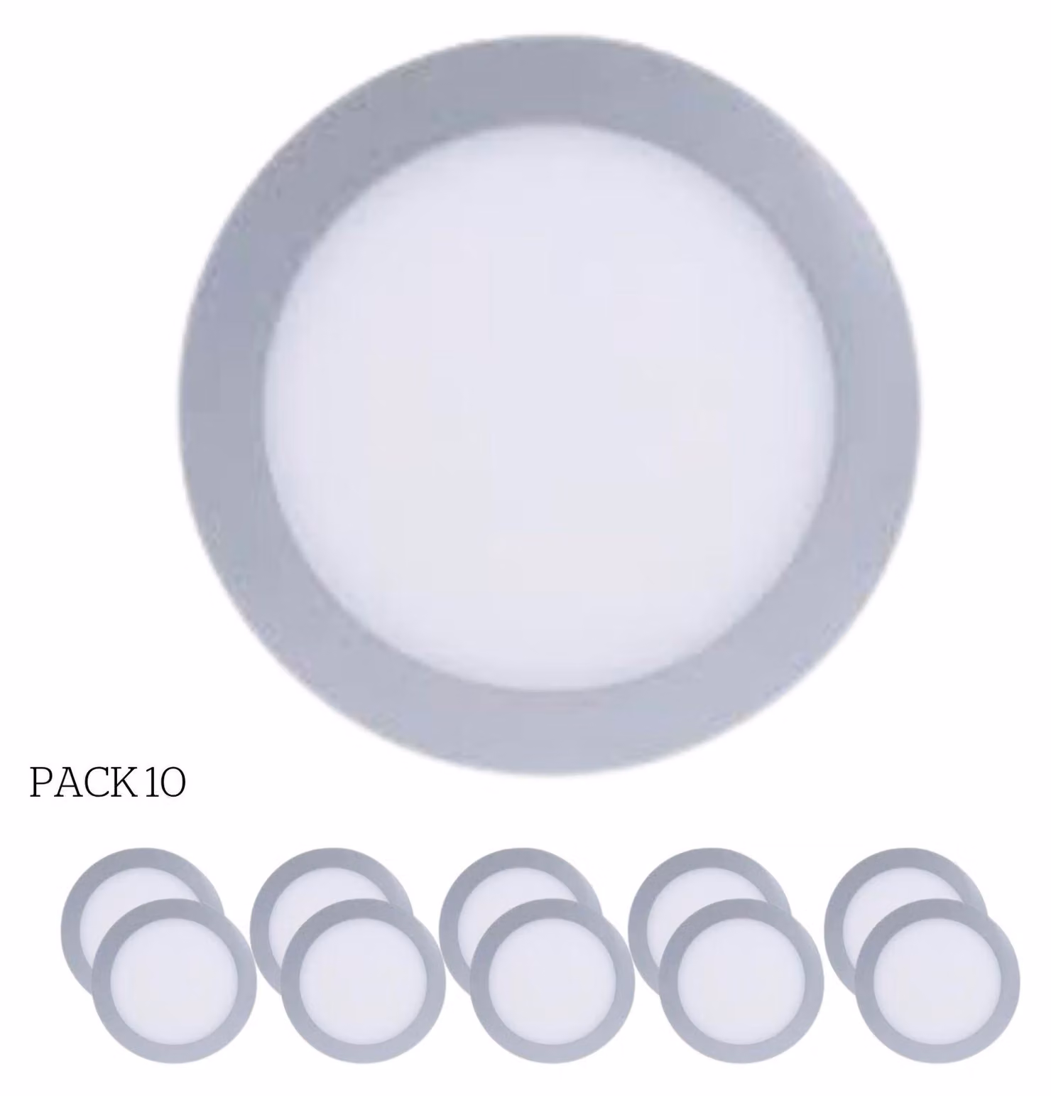 Easy Circular: 10 faretti a LED integrati, temperatura di colore 6000K, per illuminazione direzionale, con interruttore on/off, diametro 22,5 cm, colore grigio