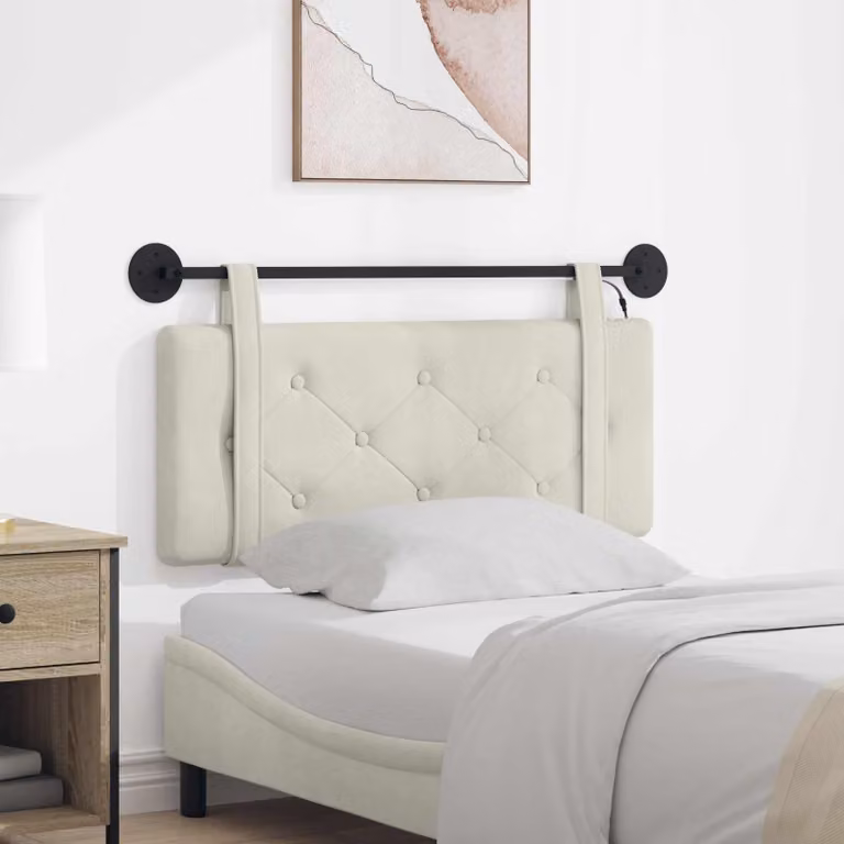 Testiera sospesa vidaXL in velluto beige con luce LED integrata
