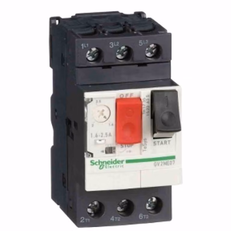Interruttore di protezione motore Schneider Electric GV2ME attuatore a pulsante 1,6-2,5 A terminali in scatola, GV2ME07