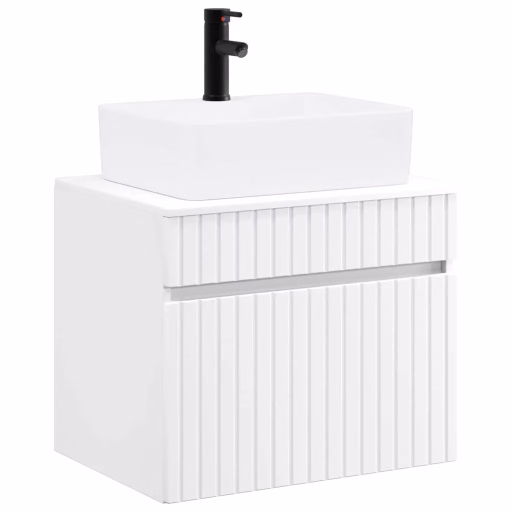 Mobile lavabo moderno vidaXL bianco in legno MDF sospeso L: 59,0 cm, P: 44,5 cm, H: 50,0 cm – 2