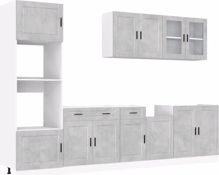 Set Mobili da Cucina 7 pz Kalmar Grigio Cemento in Truciolato